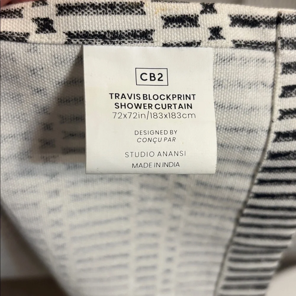 CB2 Shower Curtain - Warm White with Black Pattern - 72 x 72